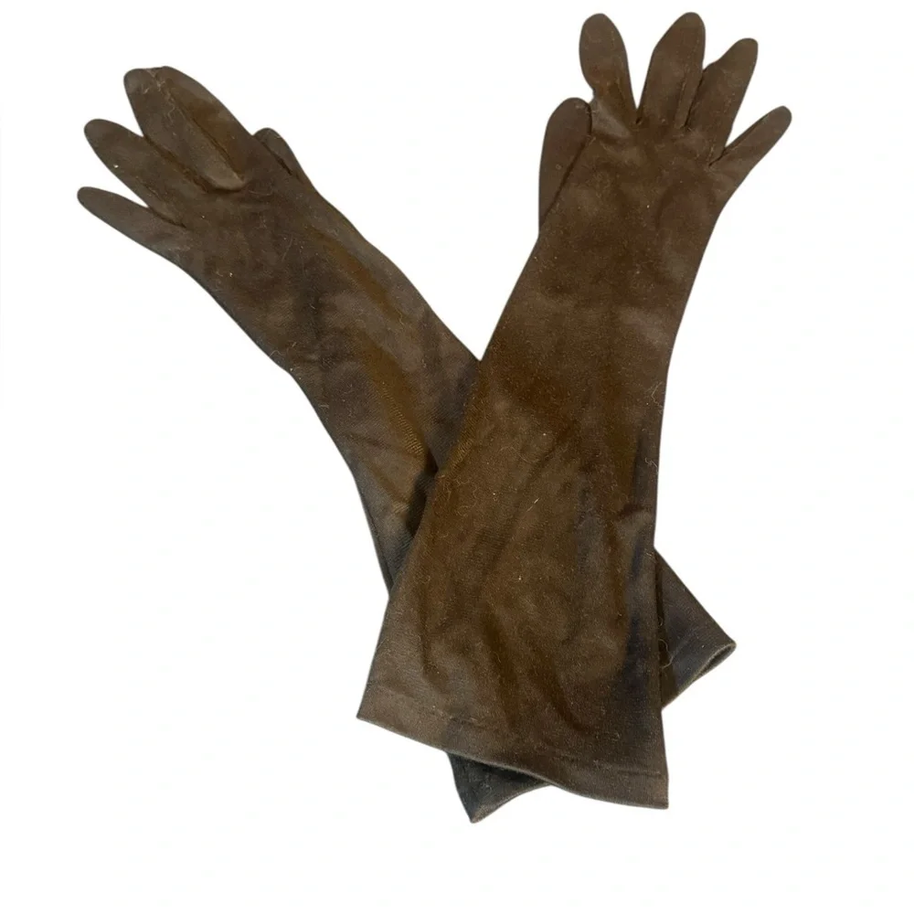 Vintage Black Cloth Elegant Long Gloves